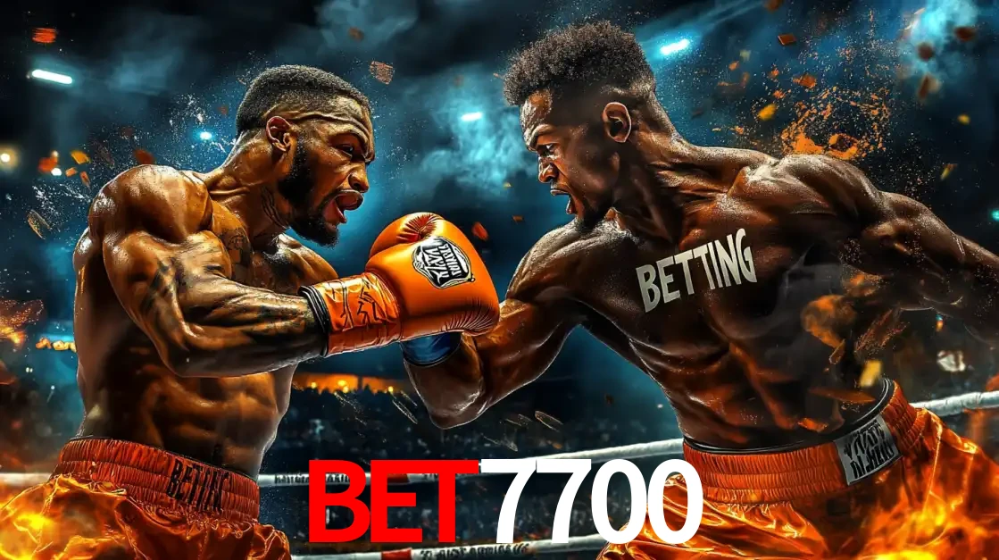 Dois boxeadores em uma luta intensa e explosiva, representando a adrenalina e as oportunidades de apostas em esportes de combate disponíveis na plataforma bet7700.