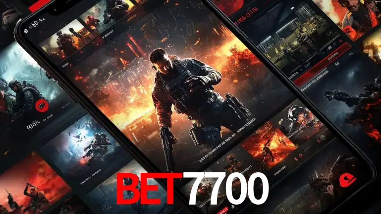 Tela de um celular exibindo uma galeria de jogos de tiro com temática militar, mostrando a variedade de e-sports disponíveis para apostas na plataforma de entretenimento bet7700.