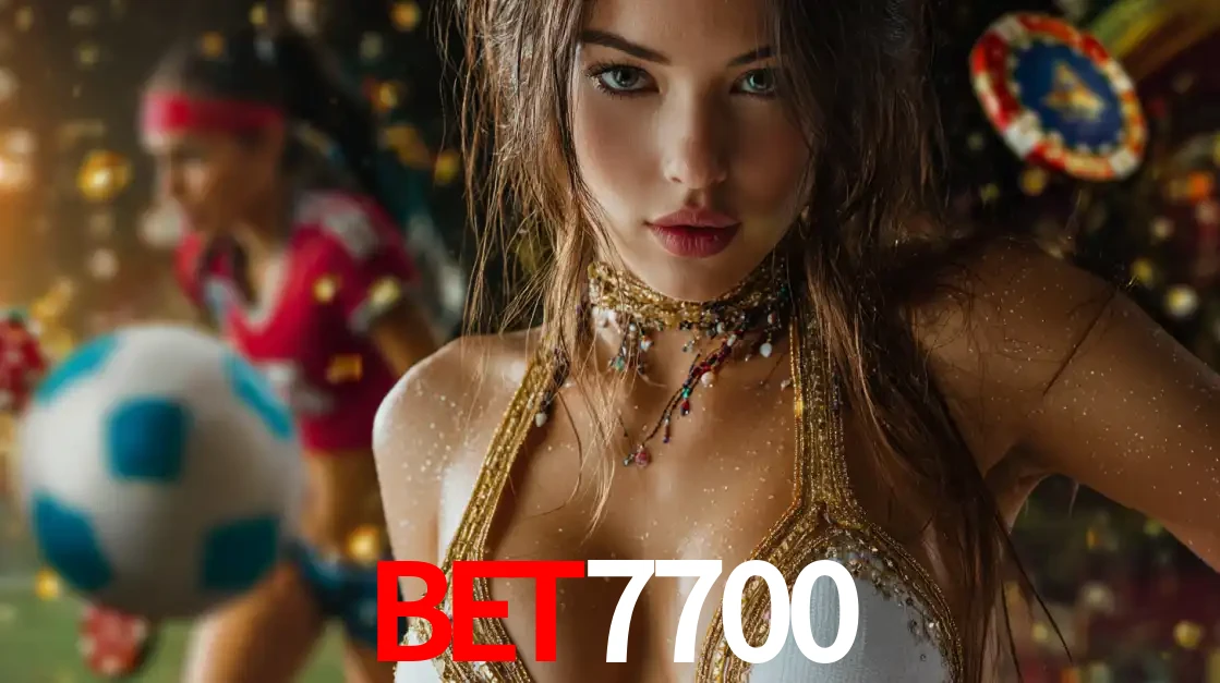 Mulher elegante representando a combinação de glamour e emoção das apostas esportivas, com uma jogadora de futebol ao fundo, destacando a ação no bet7700.