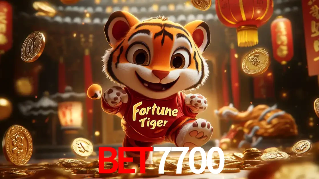 O alegre personagem do Fortune Tiger correndo sobre um caminho de moedas de ouro, simbolizando os grandes prêmios e a diversão do popular jogo de slot do bet7700.